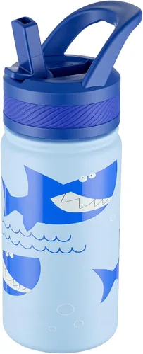 Vista 37 de Fanhaw Botella de agua aislada para niños de 14 onzas con tapa de pajita – Acero inoxidable de doble pared al vacío, a prueba de fugas, botellas