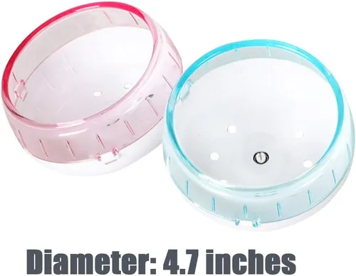 Vista 3 de Rueda giratoria silenciosa pequeña de 4.7 pulgadas para hámsters, jerbos o ratones pequeños (rueda para correr rosa)