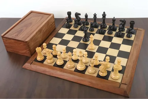 Vista 4 de RoyalChessMall - Juego de piezas de ajedrez de madera con peso Pro Staunton de 4.1 pulgadas, madera de ebonizado, 4 reinas