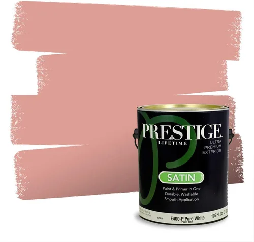 Vista 121 de Prestige Paints Pintura exterior e imprimación en uno, 1 galón, plano, coincidencia comparable de Valspar* Amber Rose*