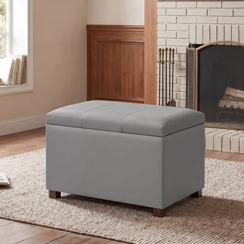 Vista 13 de Joveco Banco Otomán de Almacenamiento de Cuero de 24", Taburete de Reposapiés Rectangular para Sala de Estar, Dormitorio, Entrada, Mesa de Café