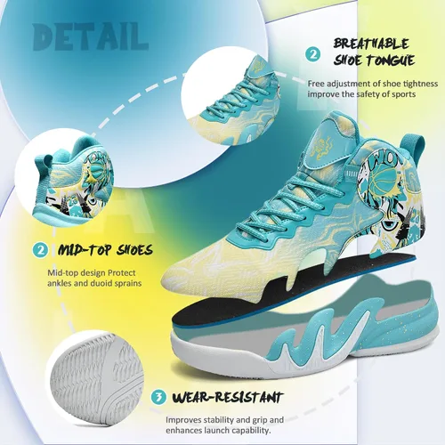 Vista 4 de CJSPORX Women Men Basketball Shoes Breathable Men Non Slip Outdoor Fashion Unisex Sneakers
