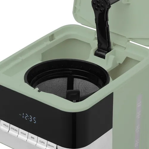 Vista 8 de Haden Cafetera programable de 12 tazas con función de apagado automático y filtro de agua lavable reutilizable, verde y cromado Cedro verde