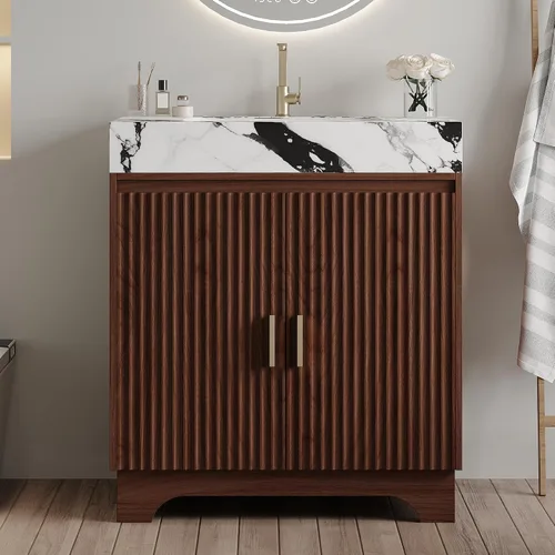 Vista 12 de Henf 28 Inch Bathroom Vanity with Ceramic Integrated Sink, Blue Bathroom Storage Cabinet with 2 Soft Close Doors,1 Tilt-Out Drawer,Reinforced Corner