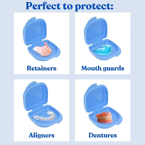 Vista 5 de Estuche de retención con orificios de ventilación - Contenedor de ortodoncia para sujetar retenedores, alineador, protector nocturno/protector