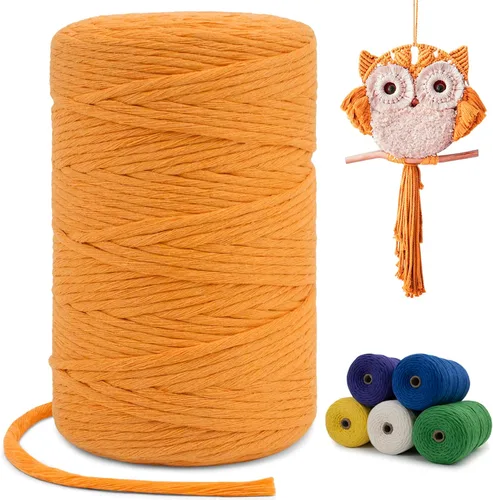 Vista 73 de Cuerda de macramé de una sola hebra de 0.197 in x 110 yardas, cuerda de macramé de algodón natural de 0.197 in, cuerda de algodón grueso para colgar