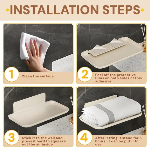 Vista 6 de Juego de 2 estantes flotantes plegables para pared de noche, estante de pared pequeño sin perforaciones, perfume, organizador de caravana