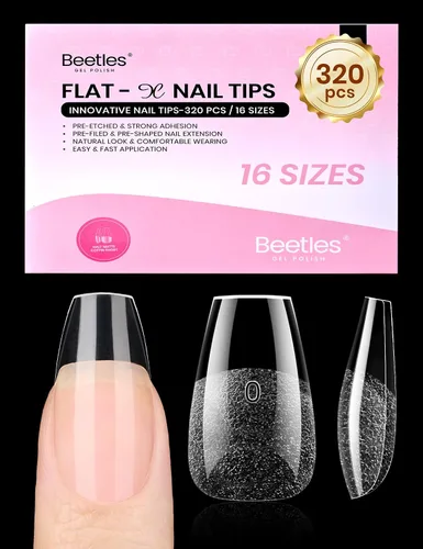 Vista 26 de Beetles - Kit de uñas de gel FlatX, almendra corta, 320 puntas de uñas de 16 tamaños, con pegamento sólido de uñas de 0.5 onzas, removedor