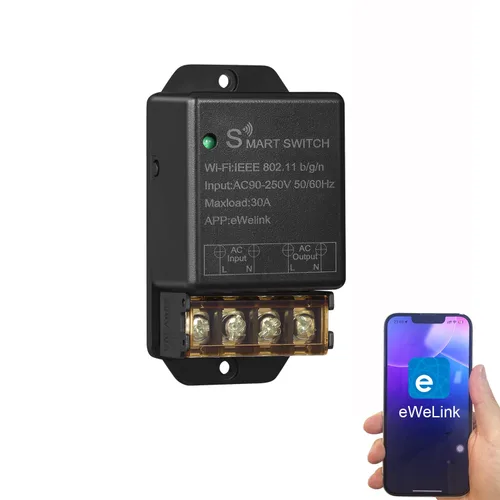 Vista 8 de Interruptor de relé WiFi inteligente de 30 A, control remoto inteligente inalámbrico para luces, electrodomésticos, lámparas, bombas de agua