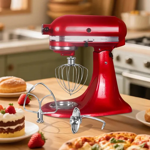 Vista 7 de Accesorios de Acero Inoxidable 3 Piezas para Batidora de Pie KitchenAid de Cabeza Inclinable de 4.5-5QT y Tazón de Mezcla, Batidor de Alambre K45WW