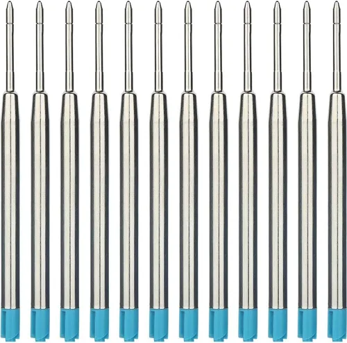 Vista 8 de 30 recambios de bolígrafo reemplazables de 0.039 pulgadas de punta media, repuesto de metal de escritura suave, tinta negra y azul