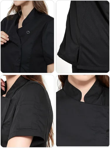 Vista 5 de TopTie Chaqueta de chef de manga corta para mujer