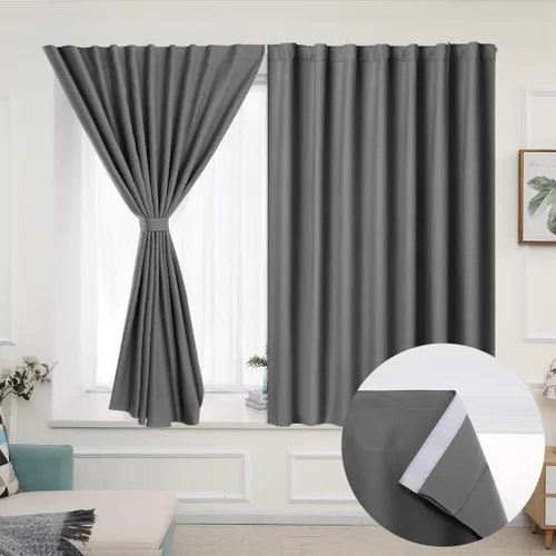 Vista 33 de Muamar Cortinas opacas sin taladro, paneles de cortina para ventana fáciles de instalar, juego de 2 paneles de cortinas portátiles para dormitorio