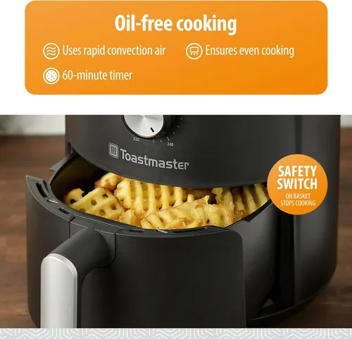 Vista 4 de Toastmaster Freidora de aire de 2.6 L - Freidora de aire instantánea con capacidad de 2.75 cuartos de galón - Aparato de cocina para una cocina