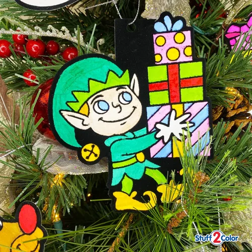 Vista 4 de Colorea tus propios adornos de Navidad, paquete de 12 unidades, manualidades y manualidades para niños para todas las edades, proyecto de vacaciones
