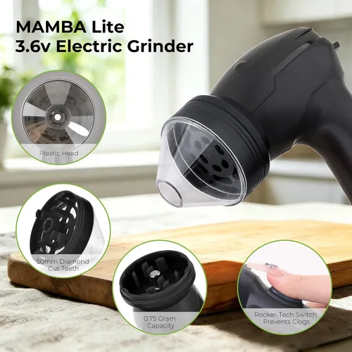 Vista 2 de Mamba Lite - Molinillo eléctrico de especias, molinillo de cocina recargable USB-C para hierbas culinarias secas y condimentos, color negro