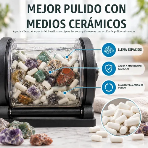 Vista 3 de Rock Tumbler - Juego de recambio de grano y pulido con medios