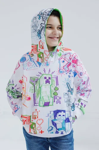 Vista 3 de Minecraft Sudadera con capucha de forro polar para niños pequeños a niños grandes (4-18-20)