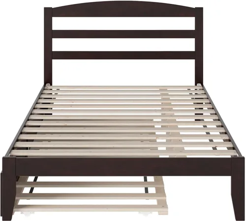 Vista 12 de AFI, Warren - Cama de plataforma matrimonial con cama nido individual, color espresso