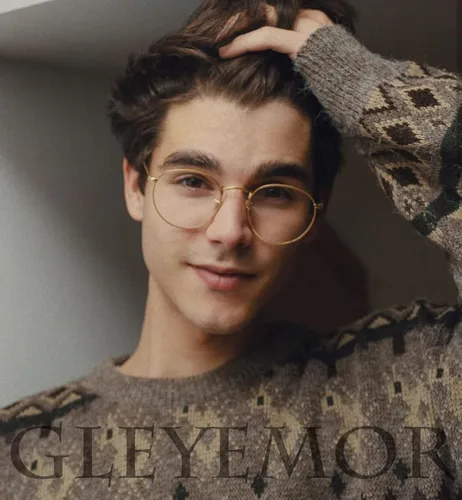 Vista 4 de Gleyemor Lentes transparentes para mujeres y hombres, lentes faciales falsos con marco de metal redondo clásico