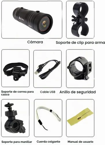 Vista 5 de Cámara de vídeo, 1080P deportes acción cámara casco cámara con tarjeta 32G SD