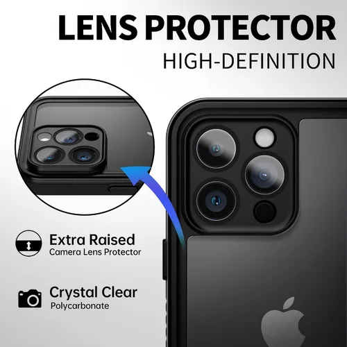 Vista 5 de BEASTEK Funda impermeable para iPhone 14 Pro, funda subacuática a prueba de golpes, a prueba de polvo, serie FSN con protector de pantalla integrado