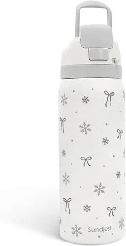 Vista 46 de Botella de agua de acero inoxidable con bandera estadounidense, aislada al vacío, tapa de botón, 32 onzas, regalos para patriota 4 de julio