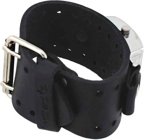 Vista 2 de Nemesis NE240K Reloj de pulsera de cuero ancho con esfera negra cuadrada para hombre, Negro -, Moderno