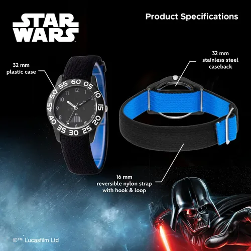 Vista 3 de STAR WARS Reloj de pulsera de nailon analógico de cuarzo para niños