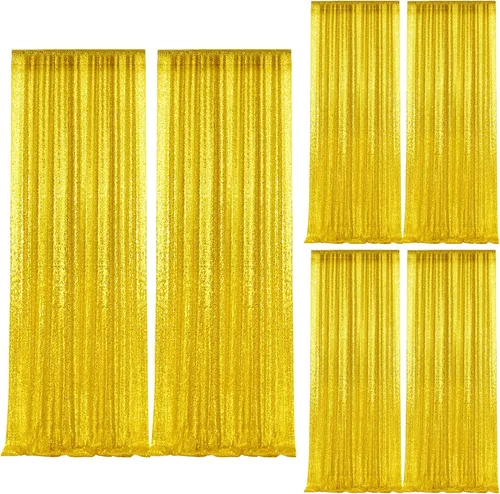 Vista 82 de 2 paneles de cortinas de fondo de lentejuelas verdes de 8 pies, cortinas de fondo de fotografía con purpurina para decoración de Navidad, boda