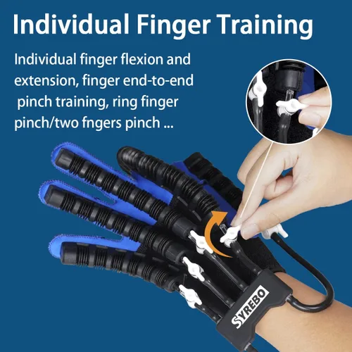 Vista 4 de Guantes de robot de rehabilitación mejorados para recuperación de disfunción de mano, ejercitador de dedos, equipo de terapia física