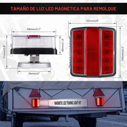 Vista 4 de Linkitom Kit de luces LED magnéticas para remolque, cable de 24 pies con enchufe de 7 pines, impermeable IP68, aprobado por DOT