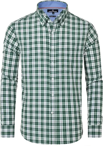 Vista 23 de Alimens & Gentle - Camisas a cuadros con botones para hombre, camisas de vestir de manga larga, de algodón, corte estándar Negro (Black Gingham)