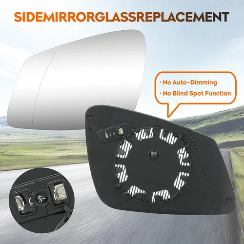Vista 5 de Youxmoto Espejo Lateral de Vidrio 2009-2019 Compatible con BMW Espejo Calentador del Lado del Conductor Izquierdo y del Lado del Pasajero Derecho