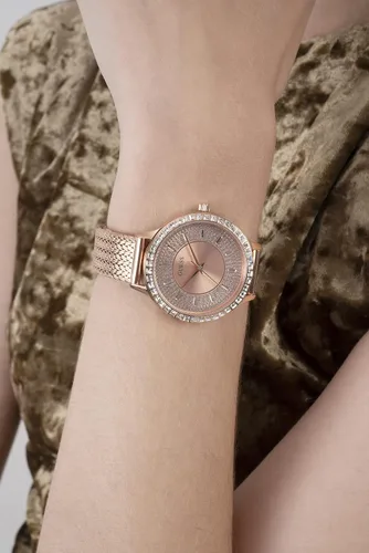 Vista 7 de GUESS Reloj de vestir de cuarzo para mujer con correa de acero inoxidable oro rosa 16 Modelo GW0402L3