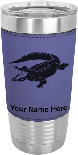 Vista 19 de LaserGram Vaso aislado al vacío de 20 onzas, cocodrilo, grabado personalizado incluido (piel sintética, estilo béisbol)