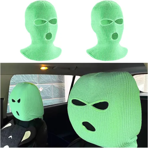 Vista 8 de 2 fundas para reposacabezas de automóvil, divertida máscara de cara completa personalizada para asiento de automóvil, máscara de esquí, protección