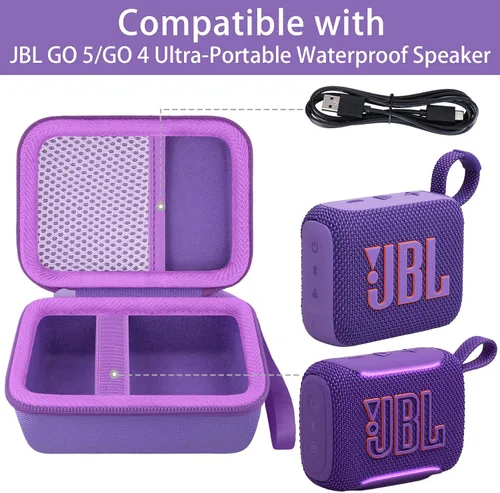 Vista 3 de Funda compatible con JBL Go 5/Go 4 Altavoz impermeable ultraportátil (funda morado)