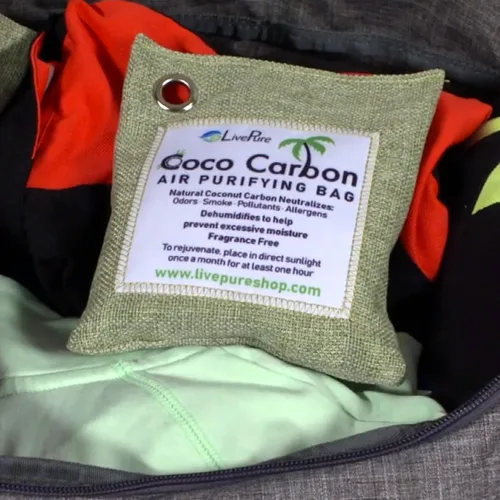 Vista 2 de LivePure Bolsa purificadora de aire de coco natural - Menta