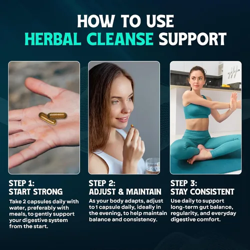 Vista 5 de Body C.E.O. Herbal Cleanse Support para alivio de la digestión, 60 cápsulas