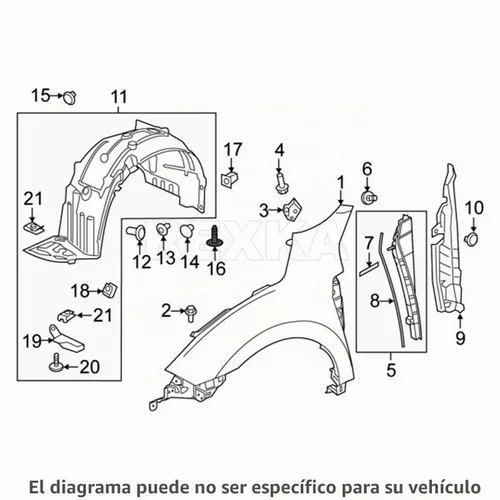 Vista 6 de Rexka 10 piezas de revestimiento del parachoques, revestimiento del guardabarros, protector de salpicaduras, tornillo de retención 90103-TA0-000