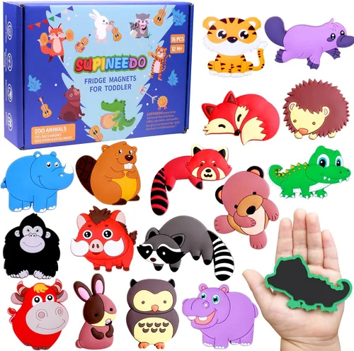Vista 10 de SUPINEEDO Imanes para Refrigerador para Niños de 1 a 3 años, Imanes de Animales para Niños, Regalo Educativo y Ocupacional para Bebés, Imanes