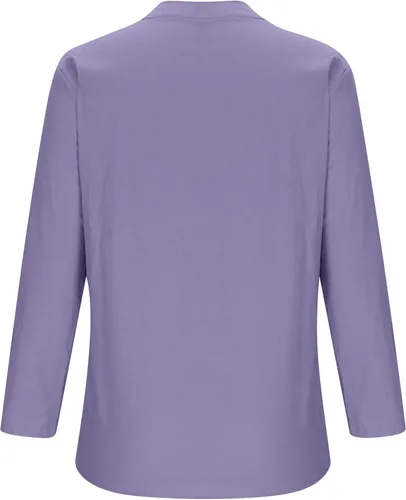 Vista 5 de Ceboyel Camisas de algodón y lino para mujer, blusa de verano con botones, manga enrollable, túnica de moda bohemia para mujer 2023