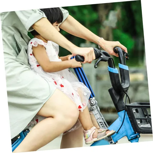 Vista 5 de 1 asiento de bicicleta para niño y niña, asiento delantero para niño y niña, diseño seguro y cómodo, pedales de pie para niños y niñas