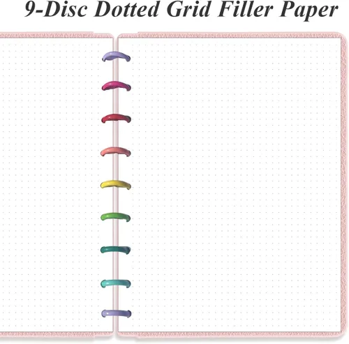 Vista 2 de Papel de rellenado de cuadrícula punteada de argolla clásico, insertos pre-perforados de Happy Planner de 9 argollas, papel de hoja suelta de 100