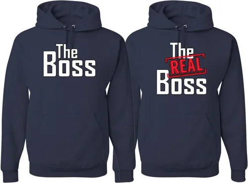 Vista 6 de The Boss The Real Boss Sudadera Divertida para Novia Novio Regalo Suyo y de Ella Conjunto de Sudaderas con Capucha a Juego para Parejas