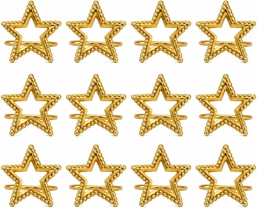 Vista 25 de Juego de 12 servilleteros de mariposa dorados brillantes para decoración de dorado (Bright Gold)