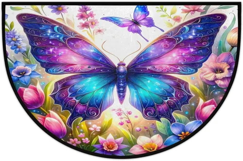 Vista 20 de Felpudo Semicircular de Animales Libélula Boho Lavable Tapete Semicírculo Antideslizante Absorbente Alfombras de Media Luna para Entrada