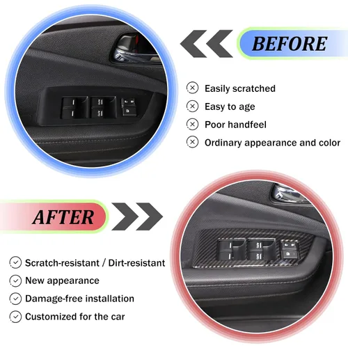 Vista 3 de Cubierta del panel del interruptor de elevación de ventana para Honda Pilot 2016-2022, accesorios para controlador de ventana, marco de puerta