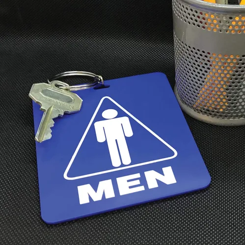 Vista 4 de Lucky Line - Etiqueta para llave de baño para hombre, plástico con llavero dividido para restaurante, oficina, gasolinera, 1 paquete (53101) grande